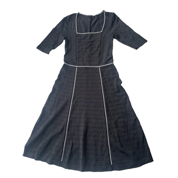 Nanette Lepore Black Fit & Flare Midi Dress with Square Neckline - Size XS - Picture 1 of 15